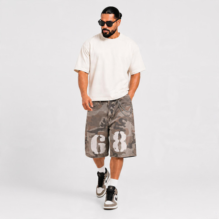 شلوارک سهربع مردانه گود جین (Good Jean) مدل Camo 68 با تنخور آزاد