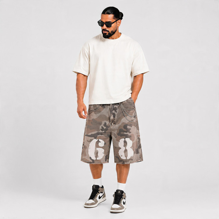 شلوارک سهربع مردانه گود جین (Good Jean) مدل Camo 68 با تنخور آزاد