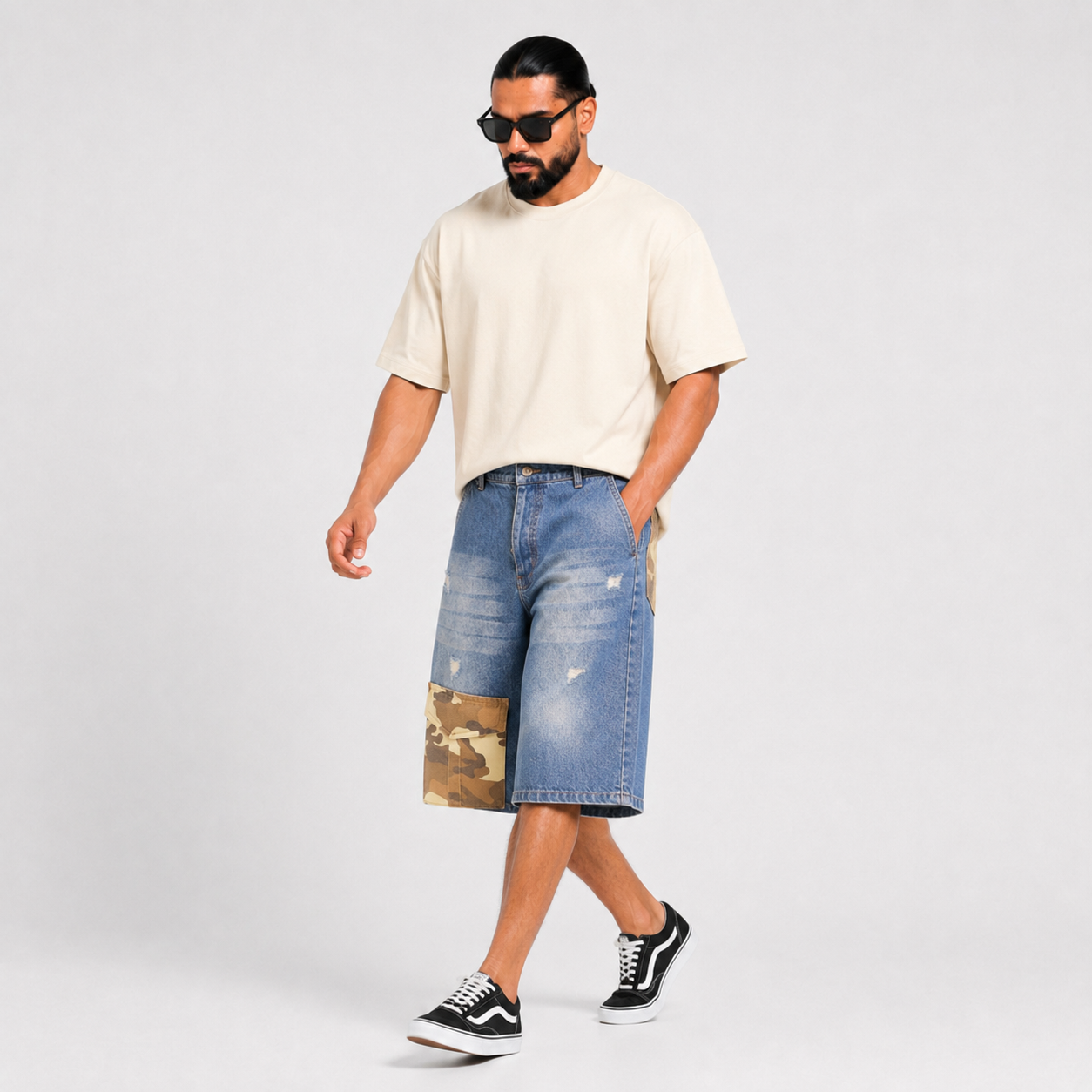 شلوارک جین جیب ارتشی مدل Street Style | اسپرت و ترند