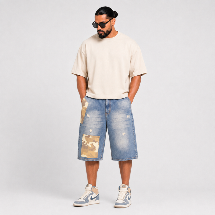 شلوارک جین جیب ارتشی مدل Street Style | اسپرت و ترند