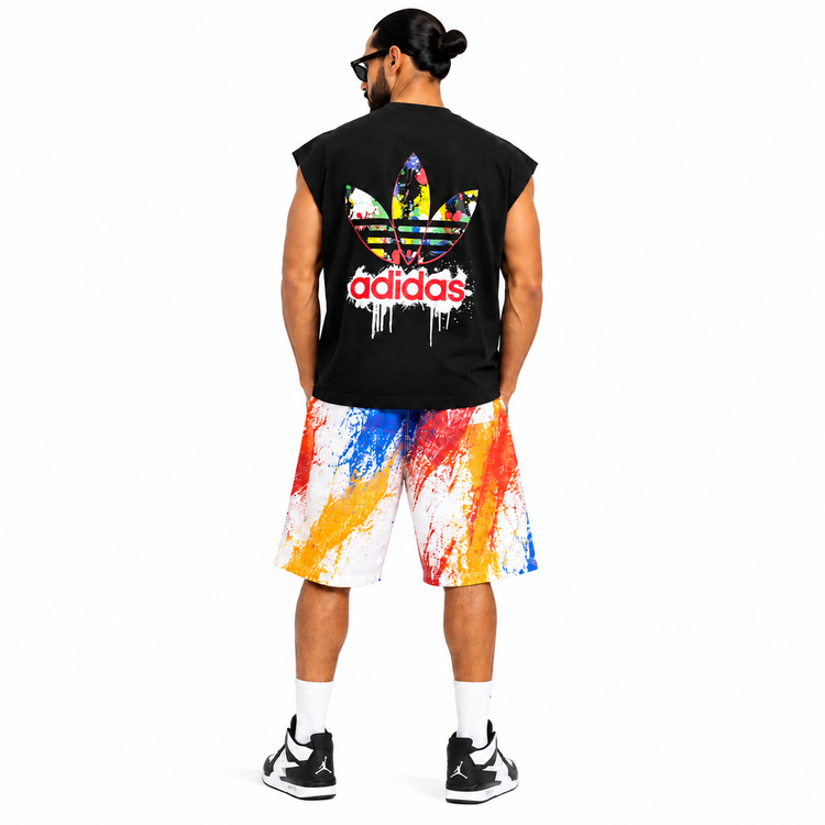 وست مردانه مشکی آدیداس (Adidas) چاپ جلو و پشت